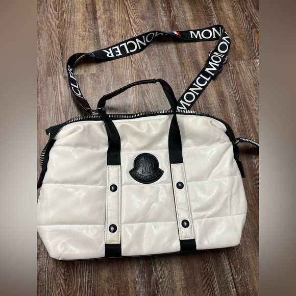 Moncler white nylon and leather tote bag - Picture 1 of 8